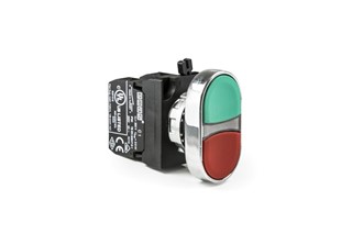 CM Serisi Metal 1NO+1NC Çiftli Düz Kırmızı-Yeşil 22 mm Buton